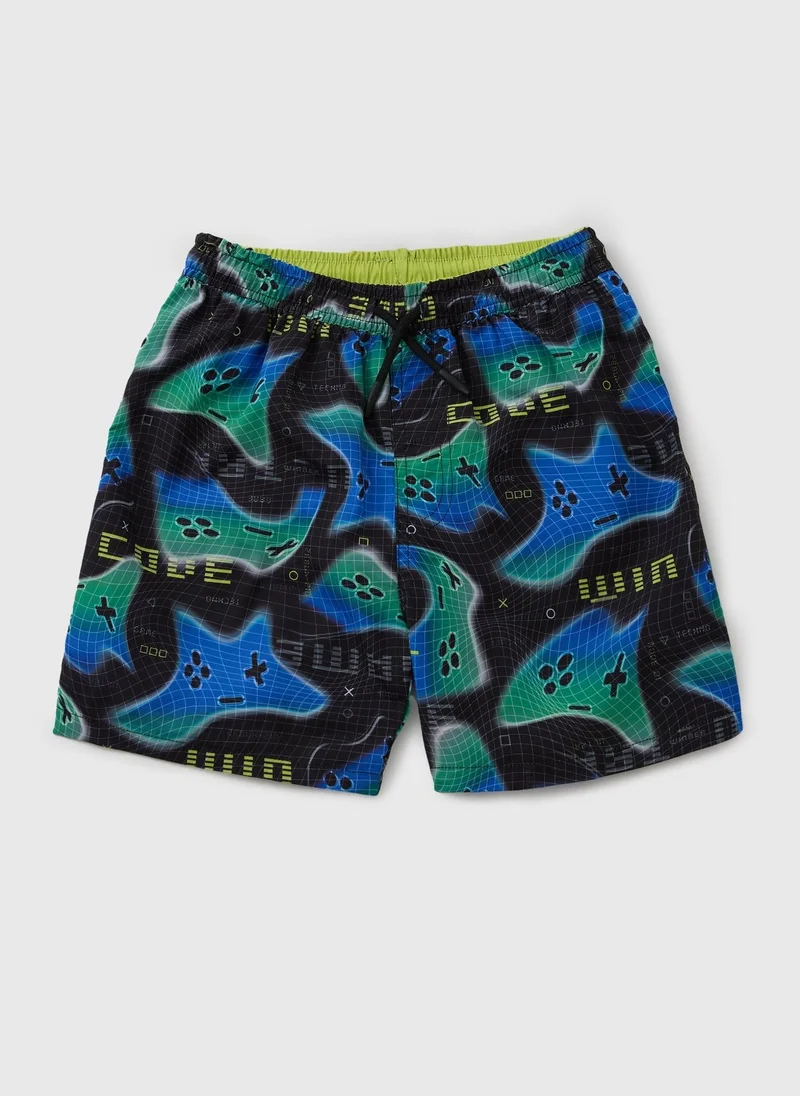 ماتلان Boys Black Game Control Swim Shorts